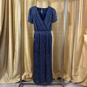 NWOT Banana republic size xs navy/silver metallic short sleeves jumpsuit